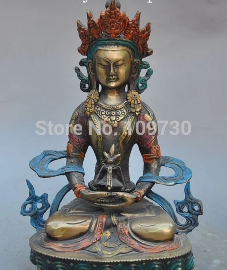 

003289 Tibet superb Buddhism Bronze Stained Kwan-Yin Guan yin White Tara Buddha Statue