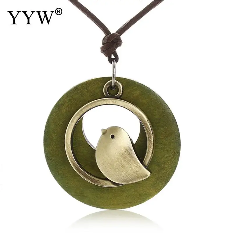 

1PCS woman jewelry statement necklaces & pendants Bird Wooden Bead pendant vintage Long pendant necklace women chrismas gift