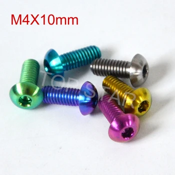 

6 PCS Bike Titanium Bolt M4 X 10mm Button Allen Key Taper Head Bolt Screw Multicolor DIY
