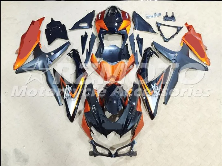 

ACE KITS New ABS Injection Fairings Kit Fit For SUZUKI GSX-R600 GSX-R750 K8 2008 2009 GSX-R600 k8 08 09 Black Orange t4