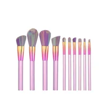 Новейшие 10 шт. набор кистей для макияжа светло-розовые прозрачные ручки с радужным цветом макияж кисточки кисточка для основы инструмент