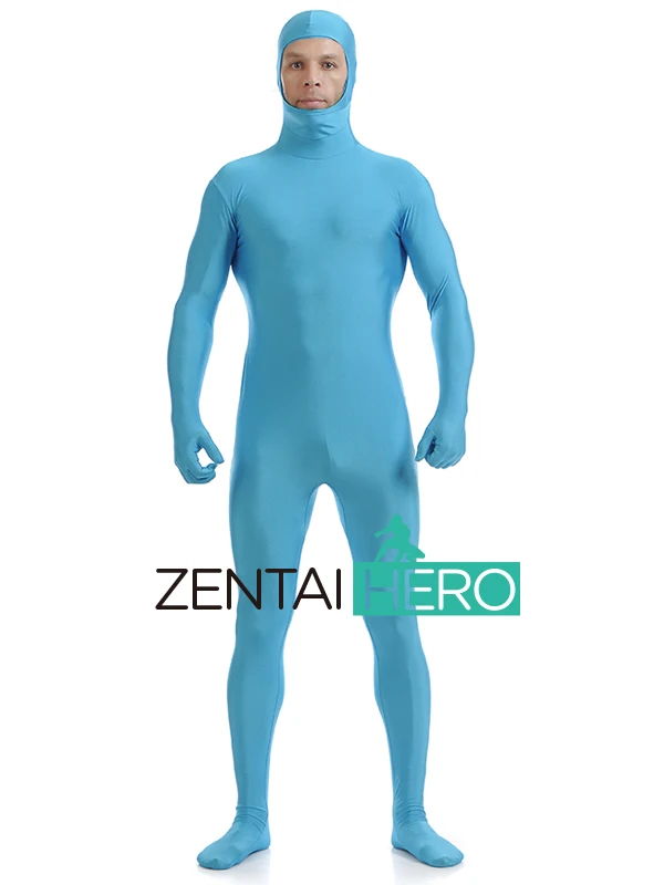 ZentaiHero новая вторая кожа, облегающая одежда, костюм зентай из лайкры, голубое гимнастическое трико из спандекса, мужские костюмы для