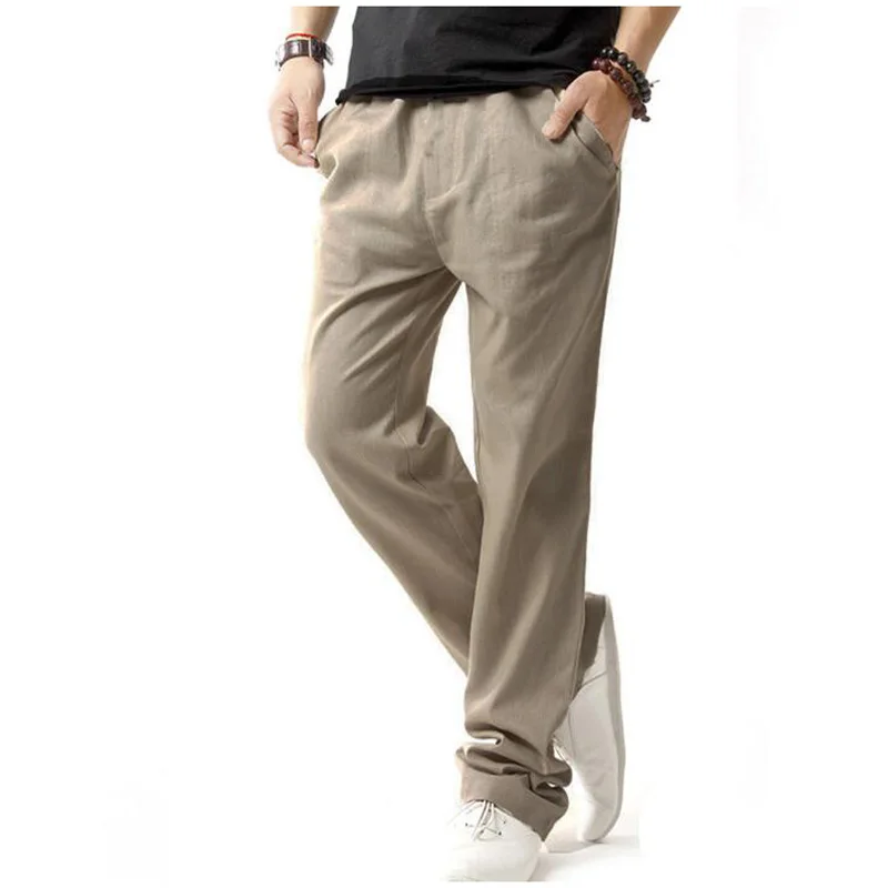 

Linen Pants Men 2019 Summer Breathable Slim Flax Trousers Male Boys Hemp Cotton Casual Pants
