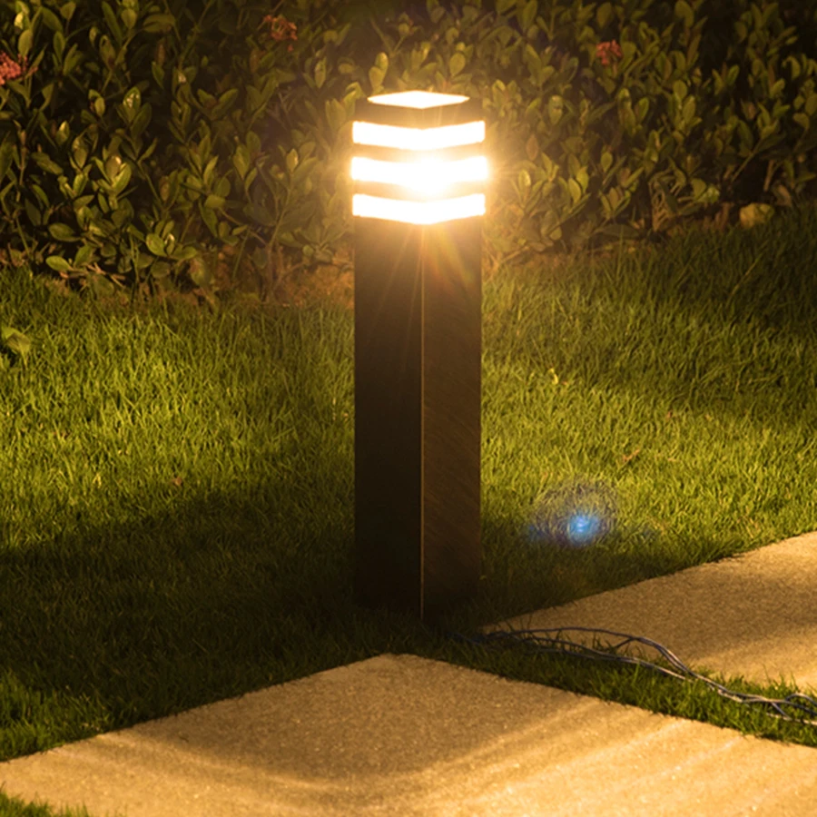 Jardim ao ar Lâmpada de Alumínio Thrisdar Livre Caminho Gramado E27 Villa Pátio Pilar Paisagem Parque Rua Bollard Luz 13 Luminárias gramado