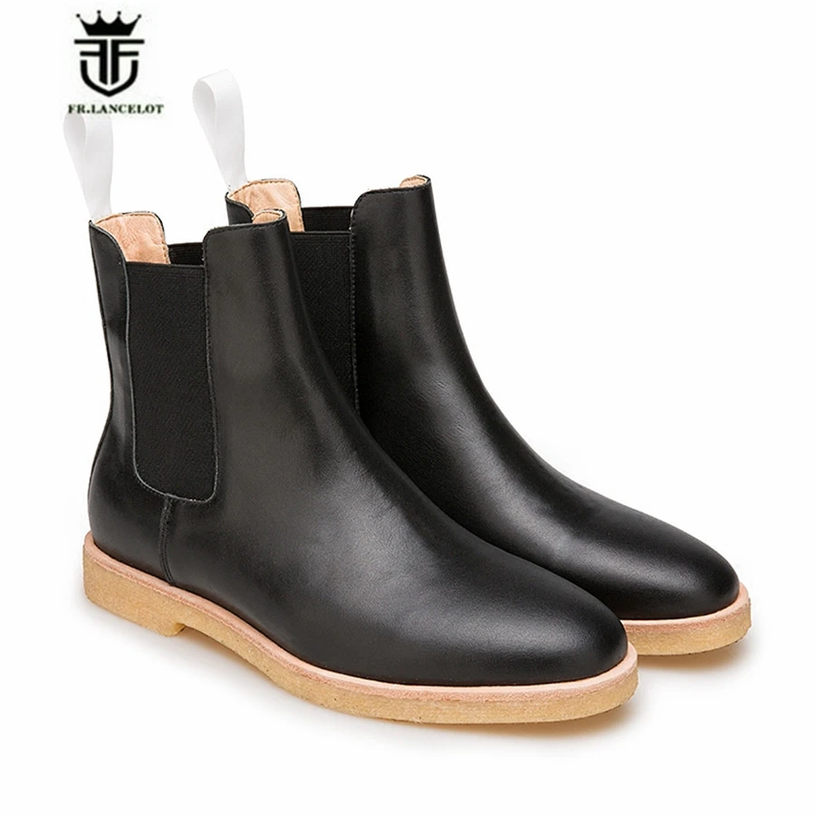 Fr Lancelotn Exclusive Black Soft Cow Leather Chelsea Boots Slip On Winter Luxury Men Raw Rubber Sole Comfortable Harness Boots Boots Boots Boots Blackboots Chelsea Aliexpress