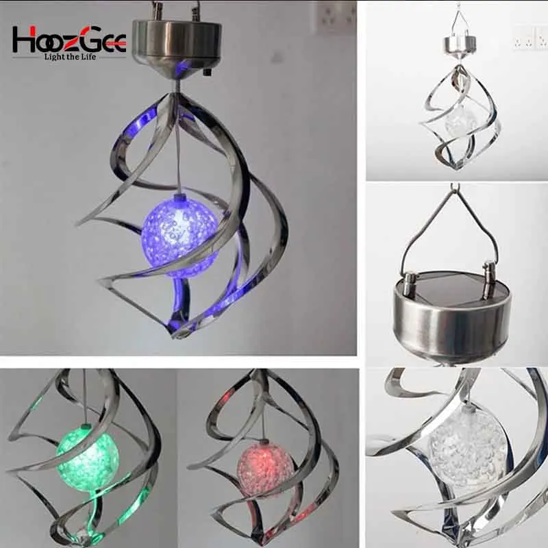 

Solar Powered Outdoor Garden Lighting Landscape Light Wind Spinner Lights LED Hanging Trees Fence Lamps for Home Yard
