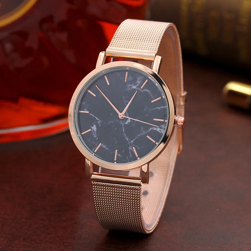 Fashion Women Watch Marble Surface Gold&Silver Stainless Steel Band Business Quartz Movement Wrist Watch relogio feminino 30X