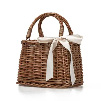 

Retro Style Rattan Woven Bag Handbag Beach Bag Storage Basket Lunch Box Bag