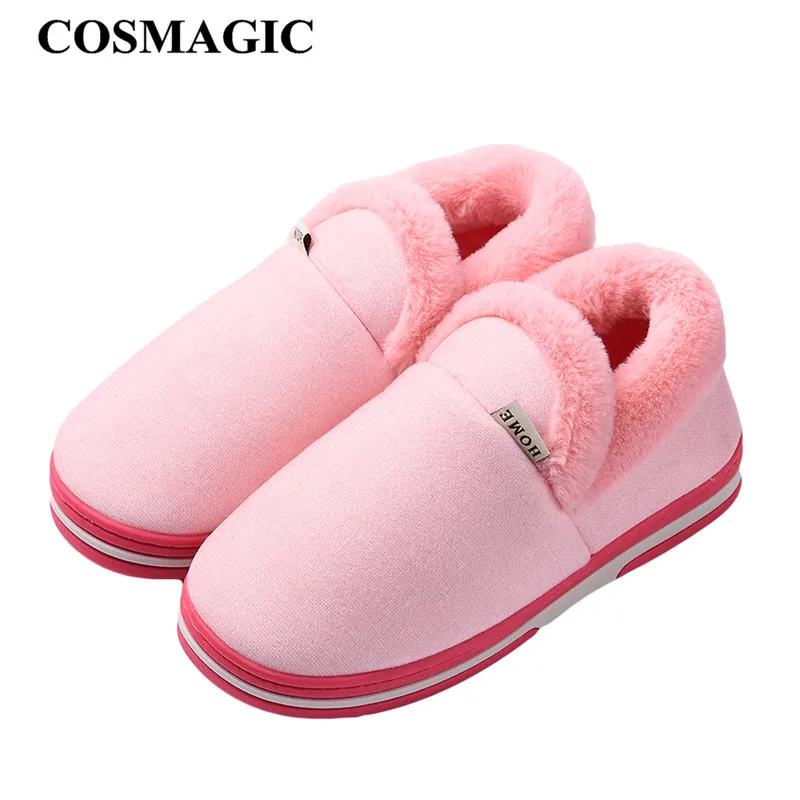 Новинка 2019 женские зимние туфли COSMAGIC меховые Мокасины Нескользящие толстые