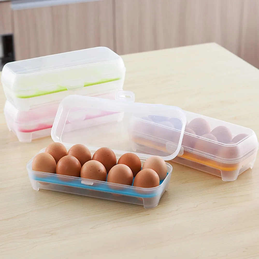 

10 Grid Egg Storage Container Refrigerator Fresh Box Case Home Essentials Eggs Holder Plastic Crisper 4 Colors