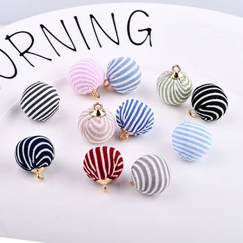 

diy jewelry earring pendants accessory 50pcs/lot 15mm Striped printing fabric decoration fashion rounds handmade beads charms