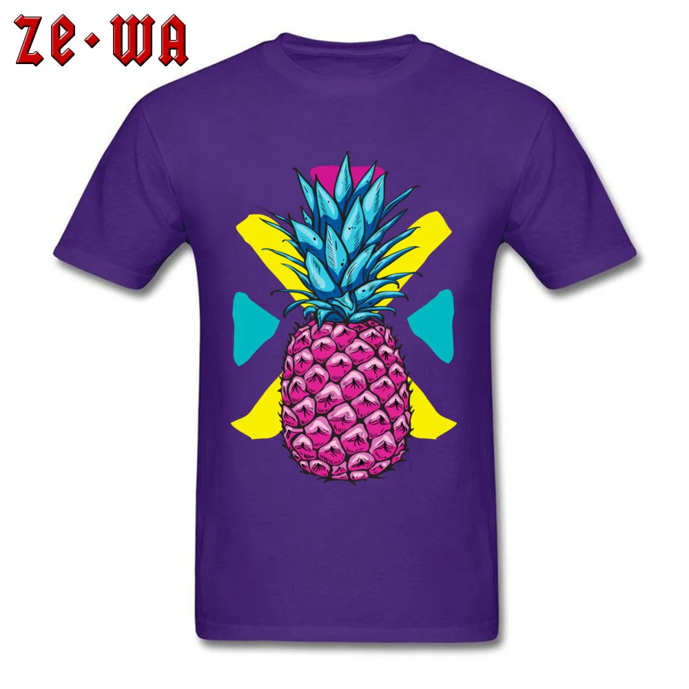 CustomDesign Short Sleeve Tops Tees Summer/Fall Company Crew Neck 100% Cotton Tee Shirts Mens T-shirts Pineapple Pop X  Pineapple Pop X purple