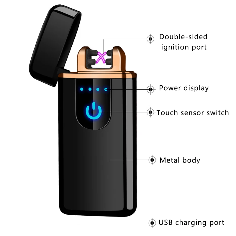 Usb зарядка Электронная зажигалка ветрозащитный сенсорный Электрический провод