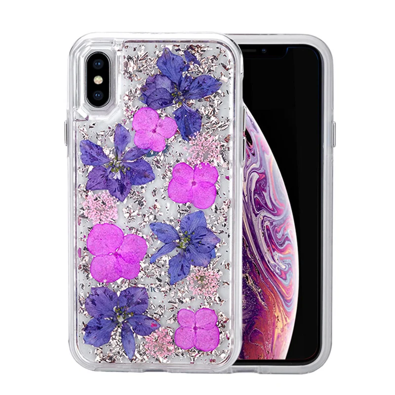 Тонкие защитные дизайнерские чехлы с настоящими цветами для samsung Galaxy S9 S10 Plus S10E Note8