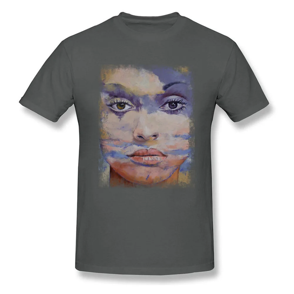 MONA LISA T-shirts for Men Leisure Summer T Shirt Short Sleeve Slim Fit Street Tee-Shirts Round Collar 100% Cotton Fabric MONA LISA carbon