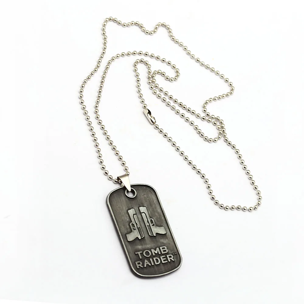 

Film & Game Tomb Jewelry Gun Model Pattern Dog Tag Raider Rise of the 20th Anniversary Statement Necklace Men Necklace Ornamnet