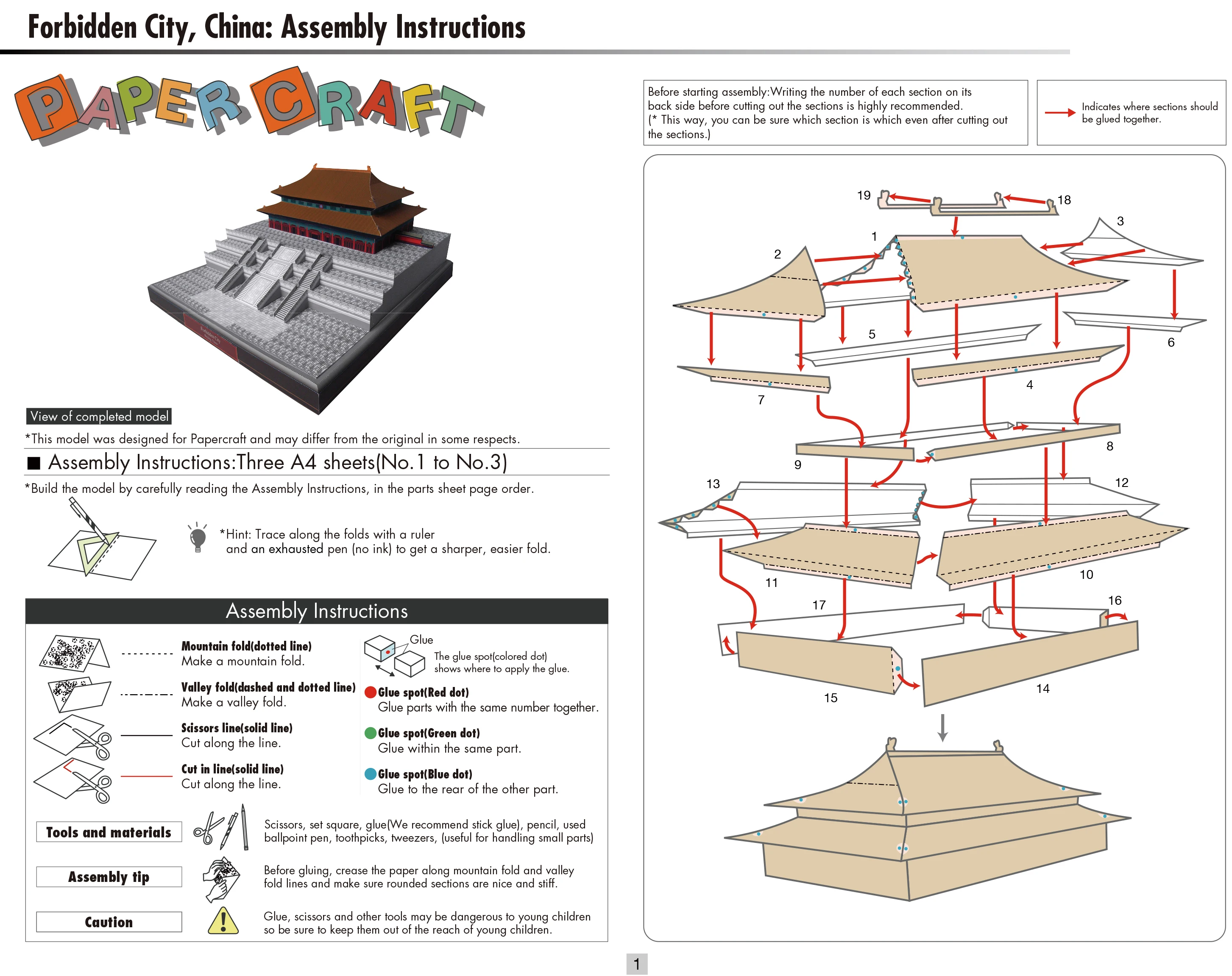 DIY Forbidden City, Китай Ремесло Бумажная модель 3D архитектурное здание Развивающие игрушки DIY Ручная работа игра-головоломка для взрослых