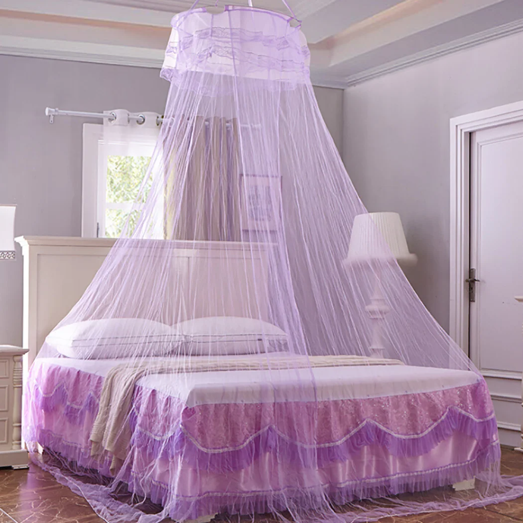 Coxeer кровать с противомоскитной сеткой Роскошная романтическая дышащая москитная сетка-Полог быстрая установка навес балдахин купол для кровати - Цвет: Light Purple