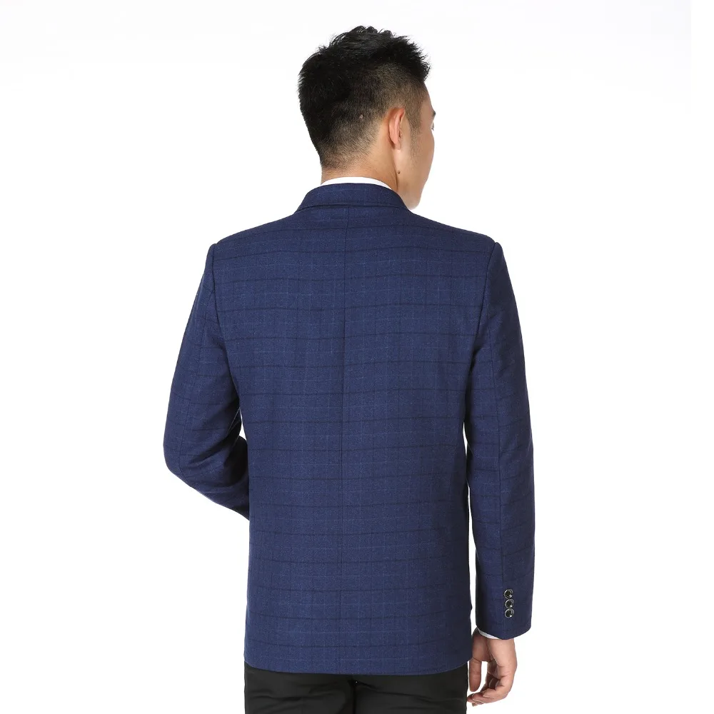 WAEOLSA Men Plaid Blazers Blue Suit Jackets Check Pattern Outerwear Spring Autumn Blazer Masculino Father Suit Coat Man Garment