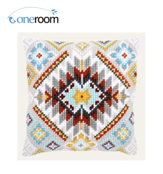

CX0758 Ethnic Design Acrylic Yarn Embroidery Pillow Tapestry Cushion Front Cross Stitch Pillowcase DIY needlework