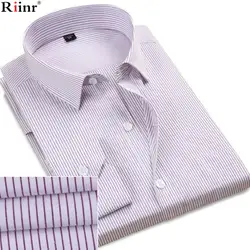 Riinr 2018 Бренд Новое поступление Для мужчин рубашка Весна Бизнес Повседневное Pinstripe Хлопковые смеси рубашка с длинными рукавами Camisa
