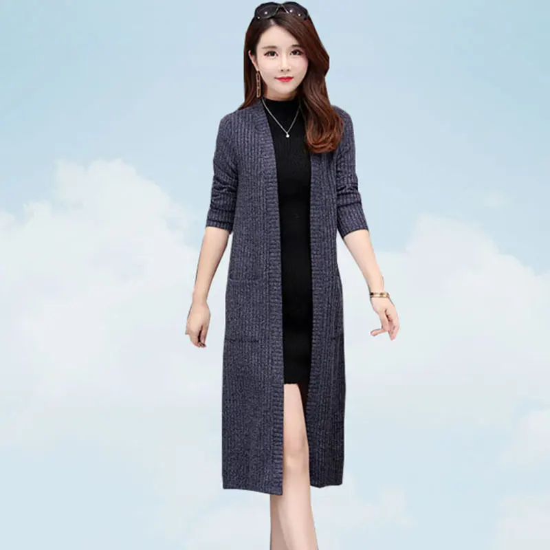 Knitwear Women 2019 Autumn Winter Loose Cardigan Coat Brown Fashion Long Sectioncasaco Feminino Female Plus Size Sweater SS09 |