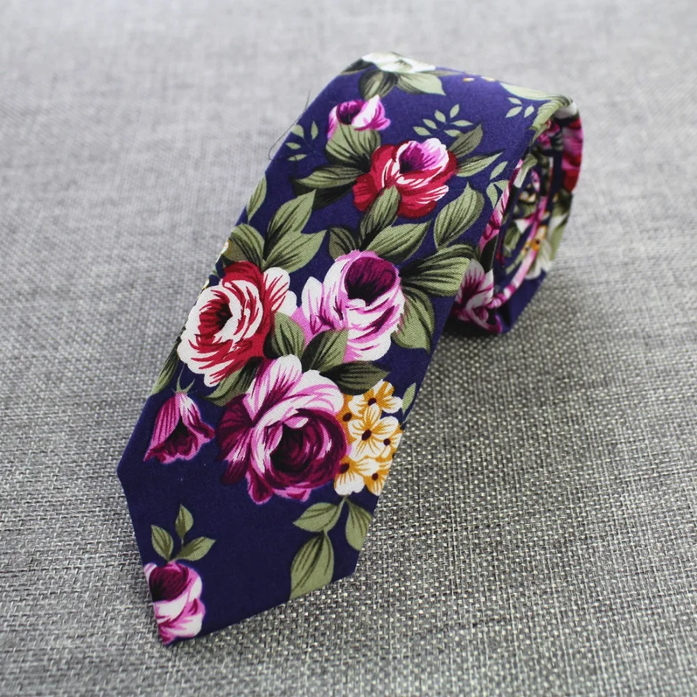 RBOCOTT Retro Floral Ties Paisley Tie 6cm Cotton Ties For Men Fashion Casual Slim Neckties Skinny Ties For Wedding Party Suit