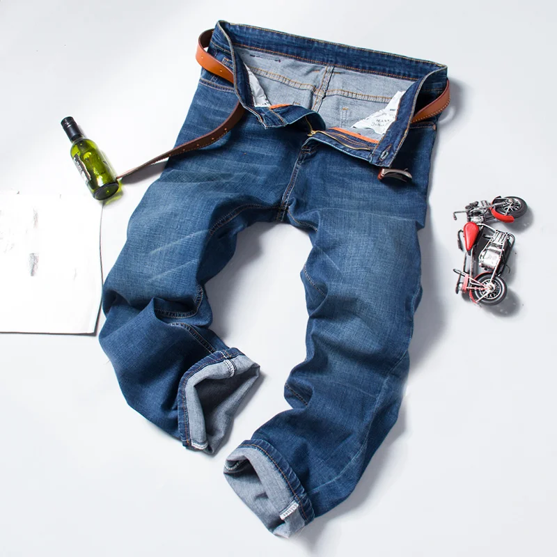  Man Straight Regular Denim Pant Blue Washed Men Casual Big Trousers Business Style Clothing Fashion Male Jeans 