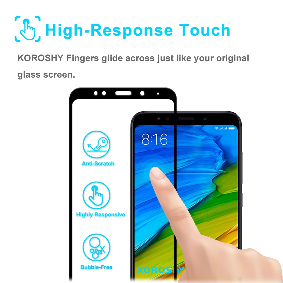 KOROSHY Full Cover Tempered Glass for Xiaomi Redmi 5 Plus Redmi5 Plus Xiomi Redmi 5 Plus Screen Protector Ultra Thin Glass Film (6)