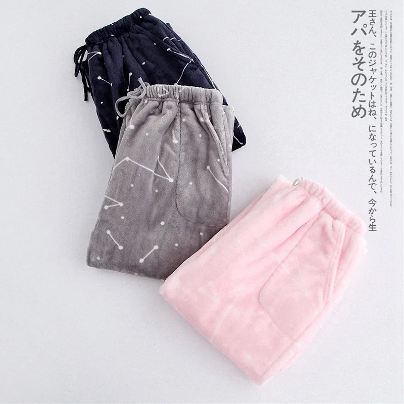 Flannel Pajama Pants Men And Women Autumn Winter Models Thick Coral Fleece Solid Color Warm Trousers Home Pants As020 (26)