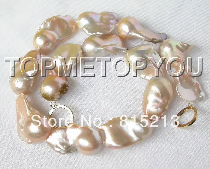 

ddh001559 HUGE Luster natural pink Reborn Keshi pearls necklace