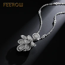 FEEROW Top Quality Tiny Cubic Zircon Necklace Pendants Popular Stackable Jewelry For Women Bridesmaid FWNP019