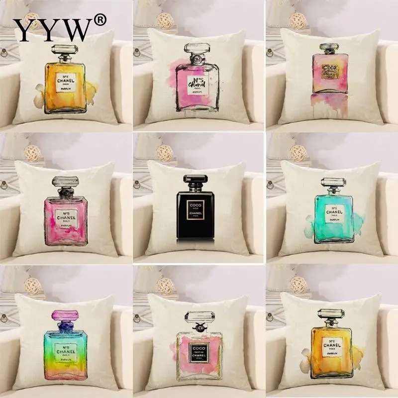 

Creative Perfume Printing Pillow Cushion Flower Home Decorative Pillowcase Throw Pillows Case For Bed Gift Living Room