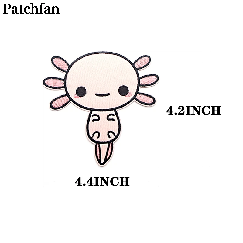 Patchfan Happy Axolotl аппликация нашивки наклейки для шитья рубашка сумка Одежда para куртка одежда значки железные на футболке A2093