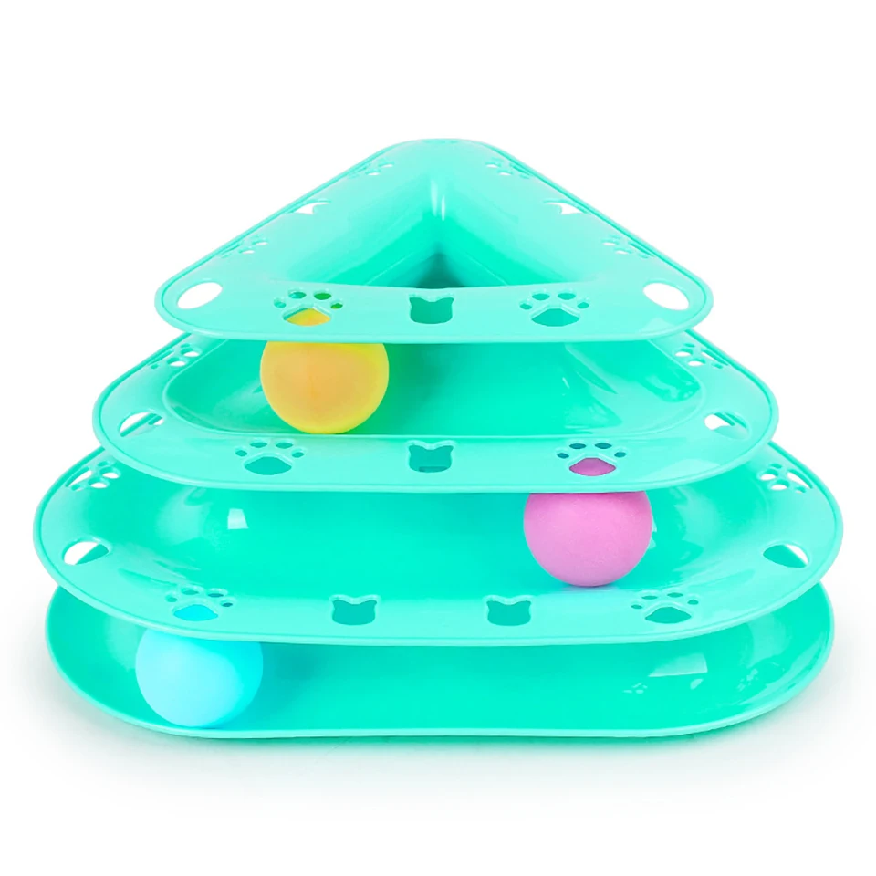 HE забавная игрушка для кошек, игрушка для питомцев, кот, интеллект, Тройная игра, дисковая игрушка, мяч, кот, сумасшедший диск с шариком, Интерактивная трехслойная головоломка, синий P