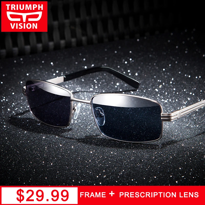 TRIUMPH VISION Tough Guy Hardy Men Style Metal Myopia Sun Glasses Polarized Prescription