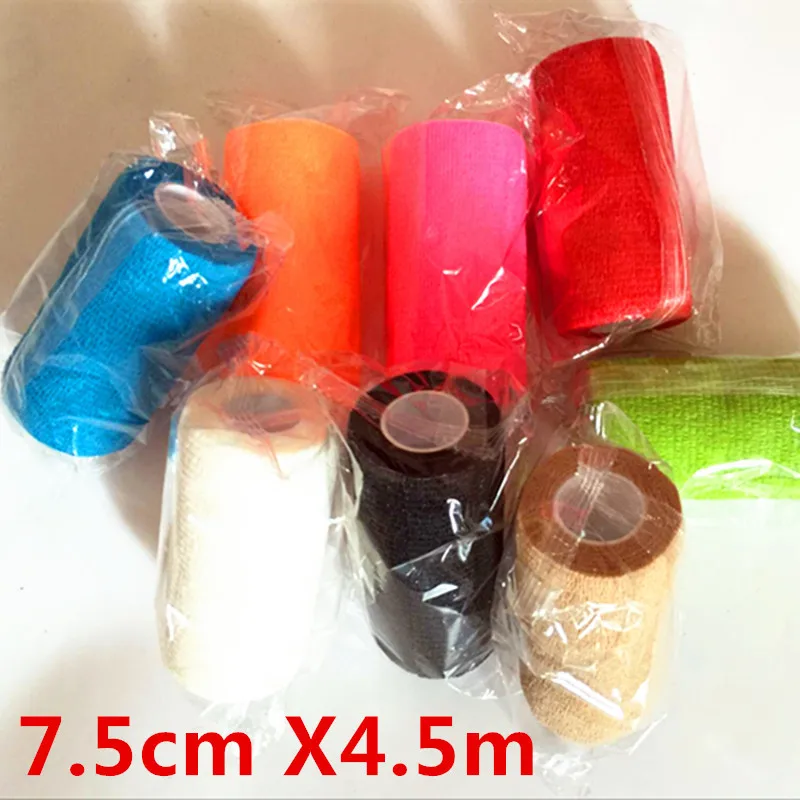 

4Pcs/Lot 7.5cm x 4.5m Self Adhesive Adherent Wrap elastic Nonwoven Cohesive Bandage sports protection