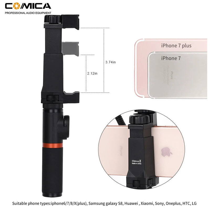 Comica Smartphone Video Rig Kit CVM-VM10-K3 Filmmaker Handle with Mini Phone Video Microphone for i