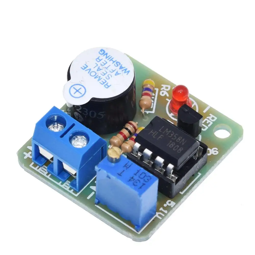 12V LM358 аккумулятор звук светильник Сигнализация доска зуммер предупреждения над