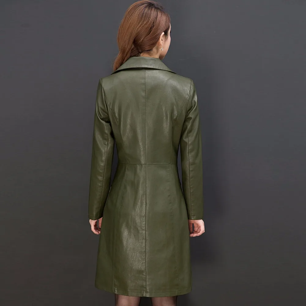 Automne Qh0572 Vestes En Le Plus Noir vert Tournent Hiver La Manteau Cuir Femmes À Manteaux Slim Bas Vers De Mode Taille Longues Manches Noir 2017 ABaYdqx