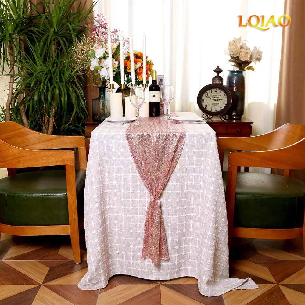 

The Cheapest Pink Rose Gold/Silver/Champagne Sequin Table Runner For Wedding/Party/Christmas/Home Table Decoration-12x72/12x108