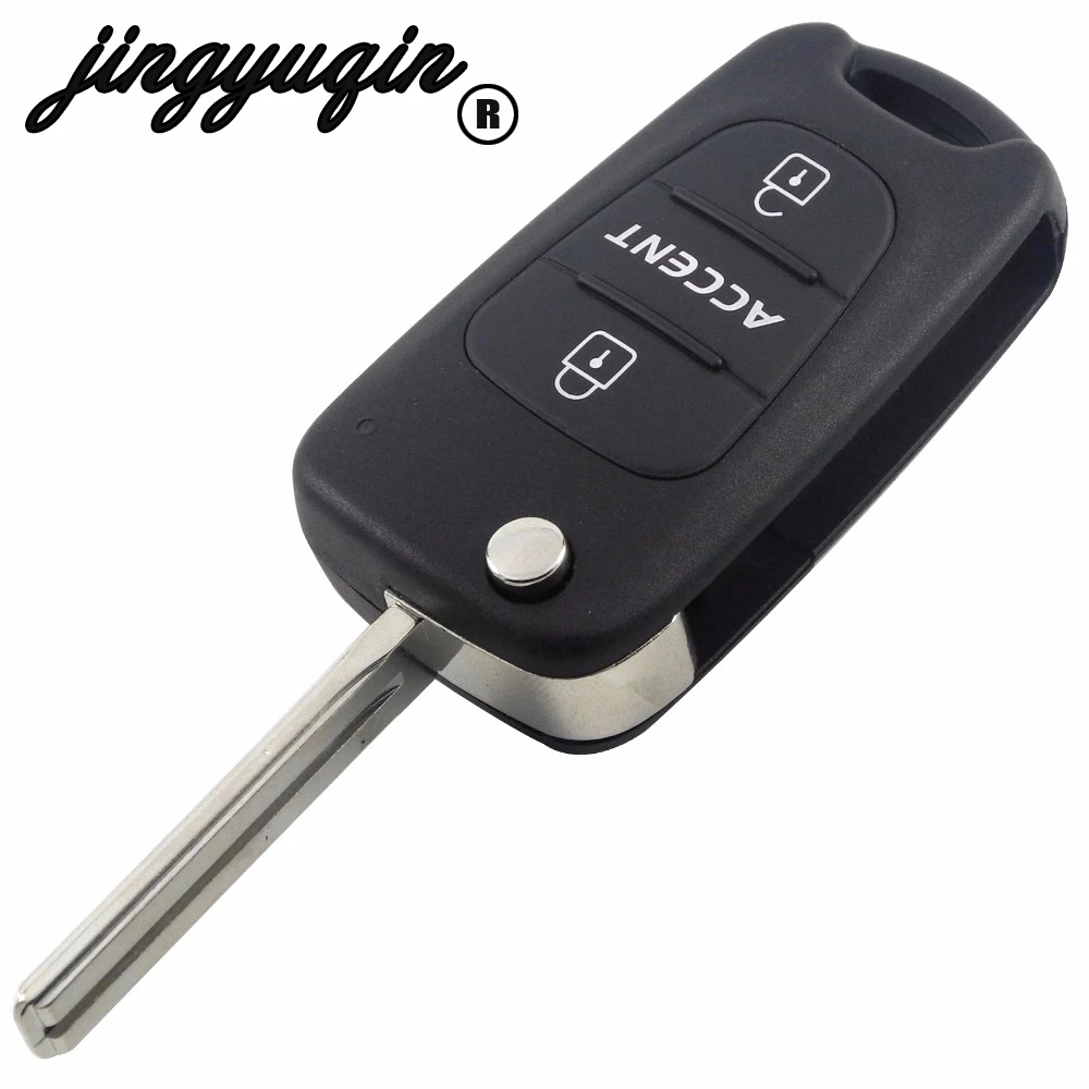 

jingyuqin Remote Flip Folding Key Shell Case 3 Buttons Fit for Hyundai Accent Keyless Entry Fob Cover Car Alarm Housing