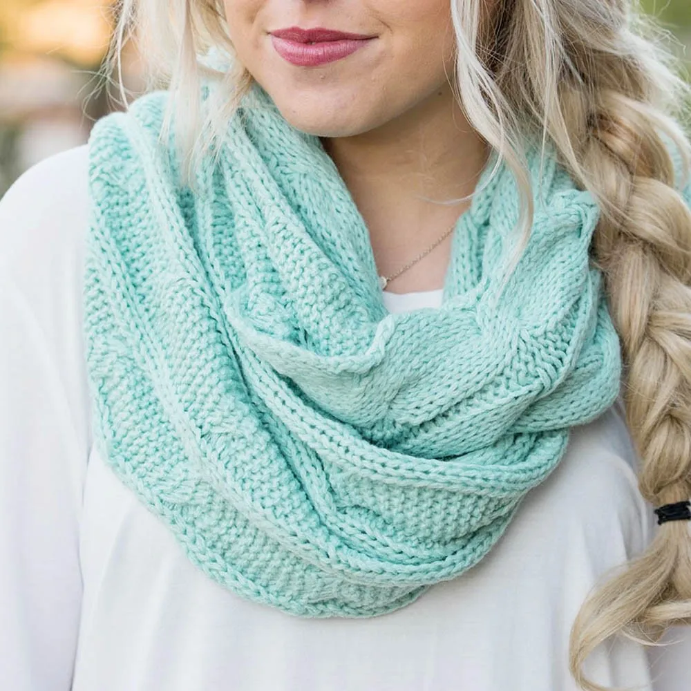 Winter Warm Women Scarf Infinity 2 Circle Collar Scarf Knit Cowl Neck