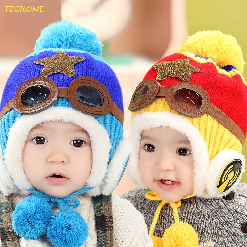 Милая зимняя детская шапка, теплая шапка для малышей, Шапка-бини, крутая зимняя шапка-пилот для маленьких мальчиков и девочек, шапка для детей 5-30 месяцев