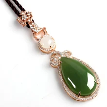 Подлинное натуральное ювелирное ожерелье и натуральный нефрит подвеска в виде капли воды кулон женский стиль подвеска с инкрустацией с сертификатом