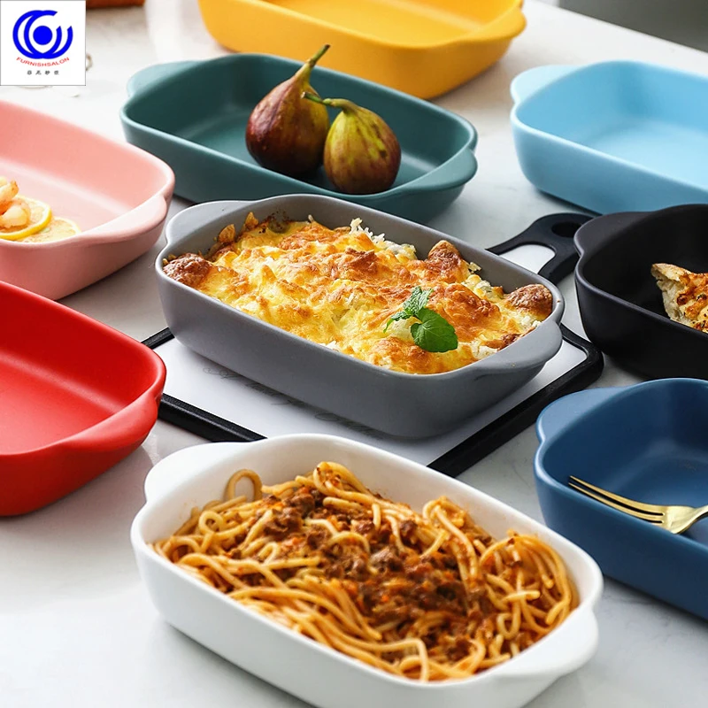 7 цветов керамическая бинауральная прямоугольная тарелка для сыра, выпечка, поднос для посуды, западные блюда, миска для духовки, высокотемпературная 600C