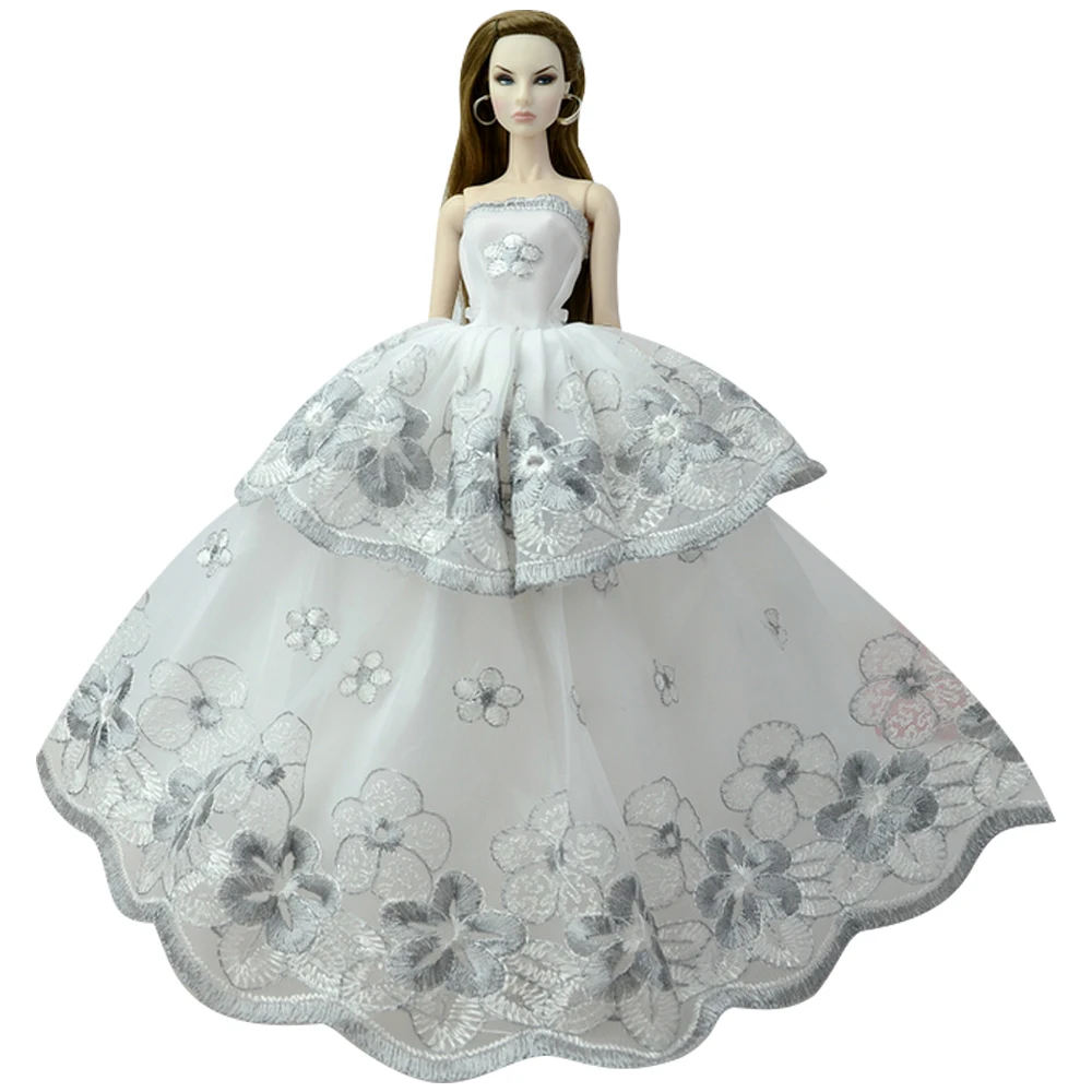 NK One Pcs Doll Princess Wedding Dress Noble Party Gown For Barbie Doll Accessories Handmake Outfit Best Gift For Girl' Doll JJ