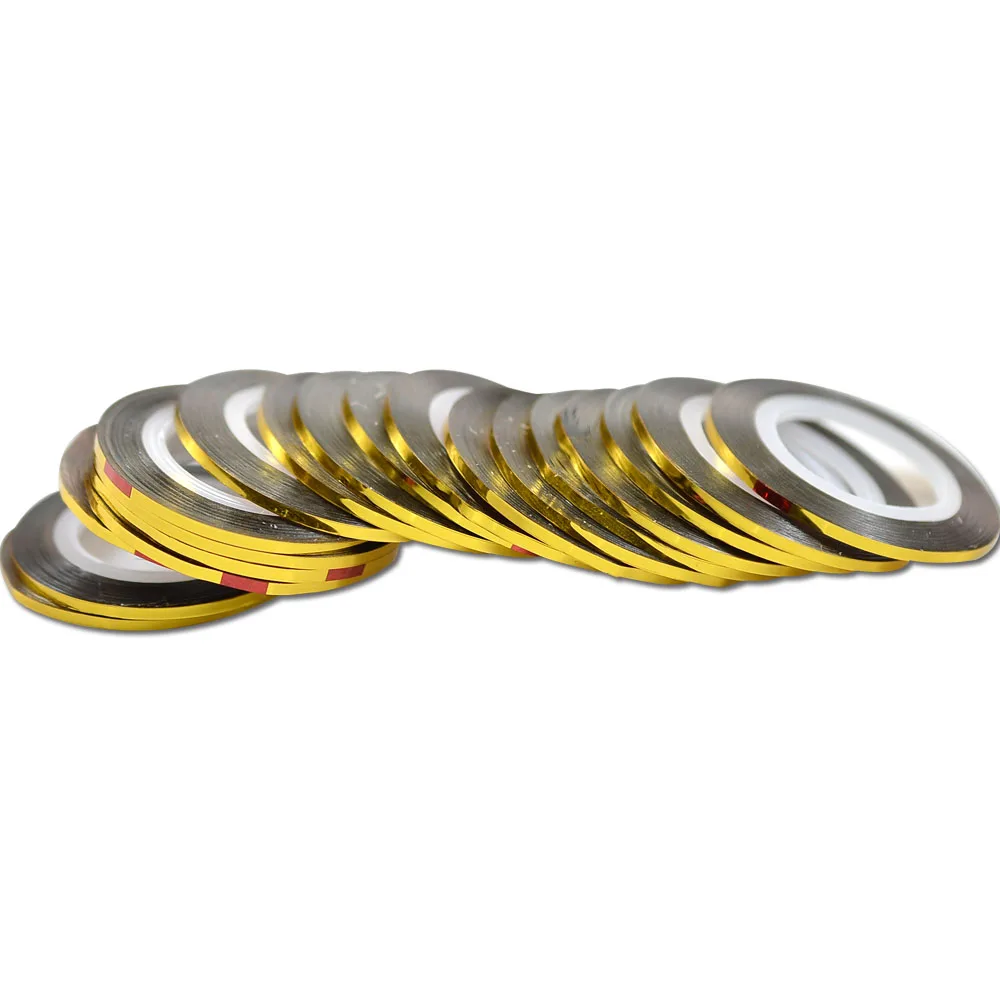 2mm 50 Rolls/Lot Gold Silver Black White Nail Laser Glitter Tips Wire Striping Tape Line DIY Wrap Nail Art Sticker Set NC360-363