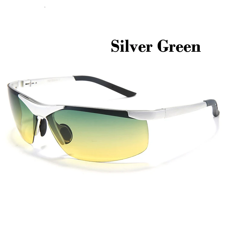 Новинка, Модные поляризованные солнцезащитные очки из алюминиево-магниевого сплава для мужчин, мужские солнцезащитные очки для вождения автомобиля, разноцветные линзы с покрытием - Цвет линз: Silver green