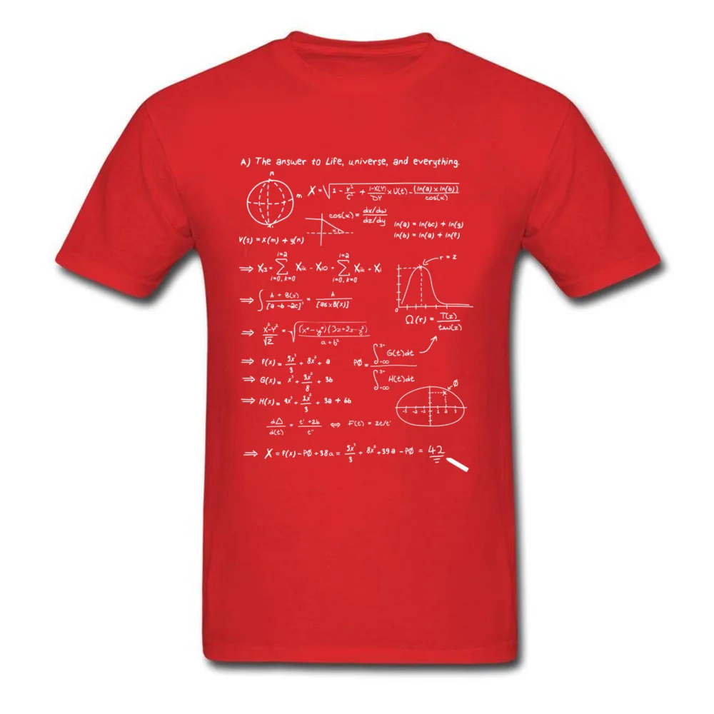 Geek The answer Summer Short Sleeve Father Day Tops Shirts Cute Crewneck Pure Cotton Tee-Shirts Men T-Shirt Wholesale The answer red